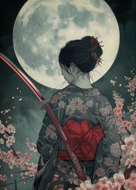 Cherry Blossom Moon Night