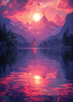 Beautiful Mountain Sunset 