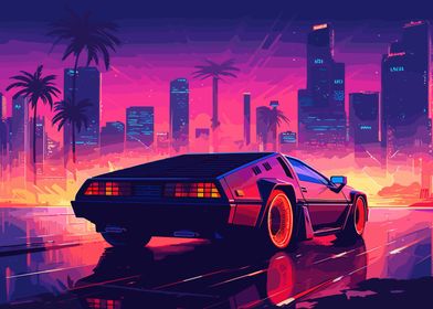 Retro Miami Neon Sunset