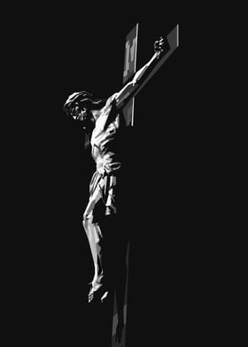 Crucifix in Grayscale Art