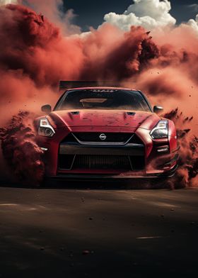 Nissan GTR drifting