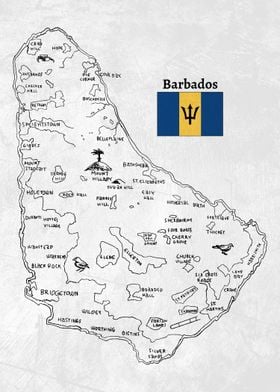 Handdrawn Barbados Map