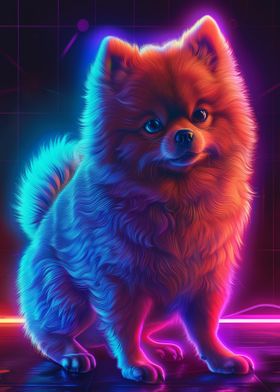 Pomeranian Neon Cyber Dog