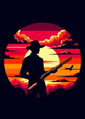 hunting sunset pop art