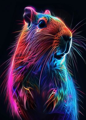 Capybara Neon Gift Funny