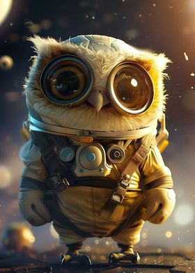 Cute Owl in Outer Space
