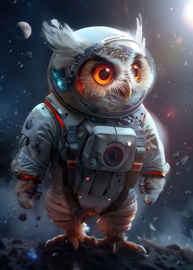 Curious Cute Owl Astronaut