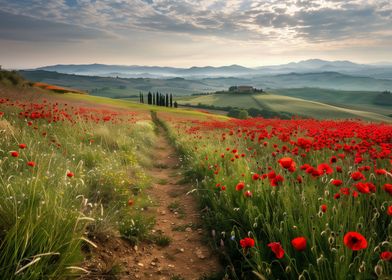 red poppies  Tuscany