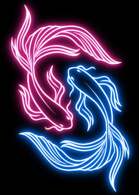 neon yin yang fish
