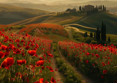 red poppies  Tuscany