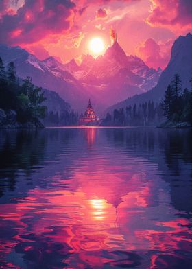 Sunset Mountain Landscape