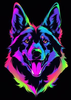 Dog Animal Neon Pet Friend