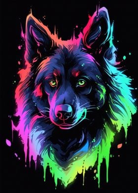 Dog Animal Neon Pet Friend