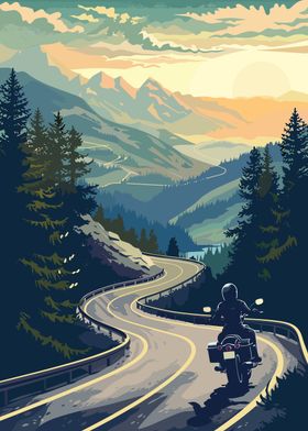 Female Motorcycle Mountain