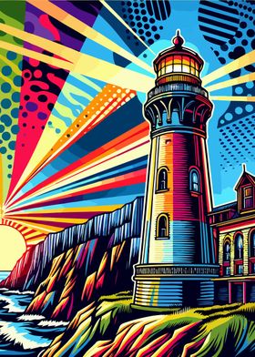 Lighthouse wpap sunset