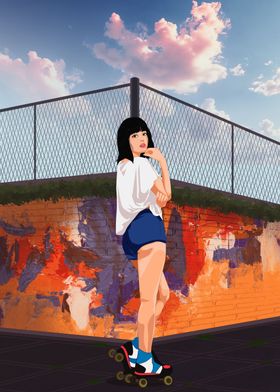 urban street anime girl