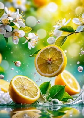 Fresh lemons and blossom