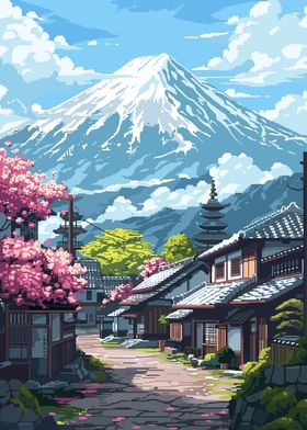 Japan Village Pixel Art