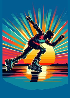 Inline skating sunset 