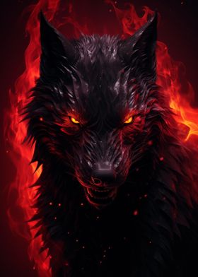 black Wolf red eyes