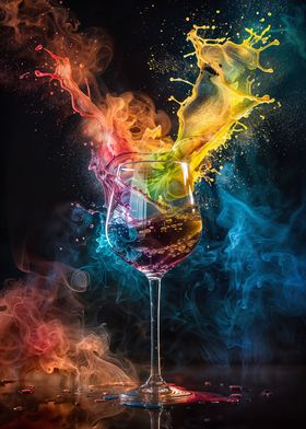 Wine glass abstract colors