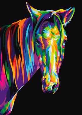 Horse in colorful