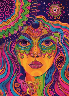 70s Psychedelic Girl Wavy