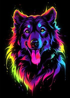 Dog Animal Neon Pet Friend