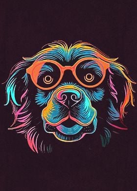 Dog Line Art Neon