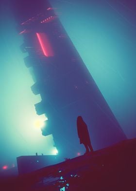 Neon Night Cyberpunk Tower