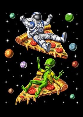 Astronaut Alien Pizza