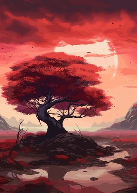 Red Moon Tree Dark