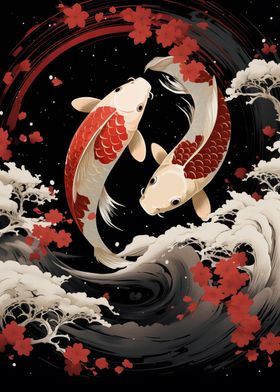 Koi Fish Yin Yang RubyArt