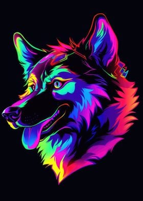 Dog Animal Neon Pet Friend