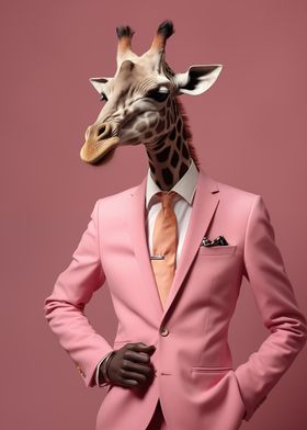 Elegant giraffe in suit