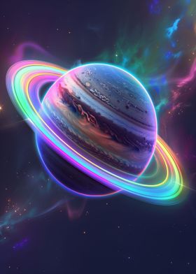 Saturn in Rainbow Color