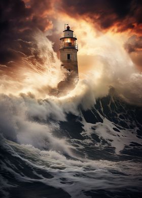 Fantasy Lighthouse Storm