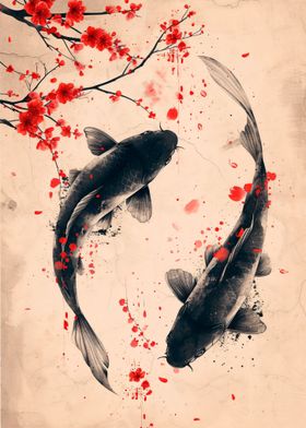 koi fish water color