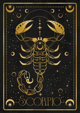 golden scorpio zodiac card