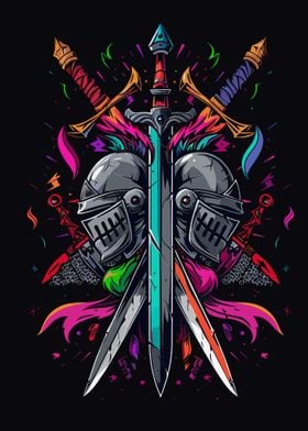 Neon medieval Knight sign