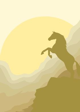 Horse silhouette with Sun