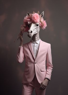 Elegant giraffe in suit