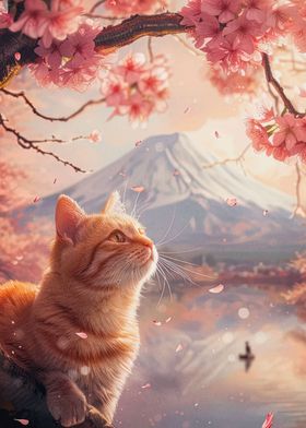 cherry blossom cat