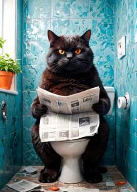black Cat in Toilet 