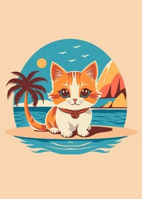 Cute Kitten On Vacation