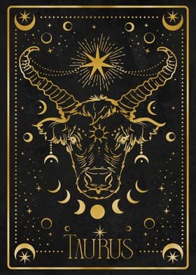 golden taurus zodiac card