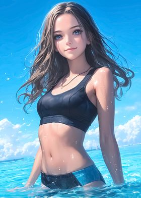 Poolside Anime Girl Sexy