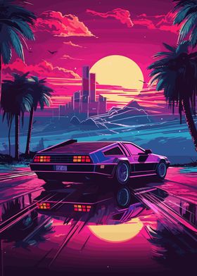 Retro Miami Neon Sunset