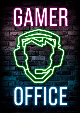 Gamer Office Neon Poster 