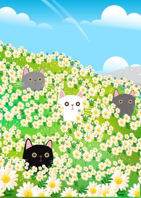 Cute Cats in Sunflower 